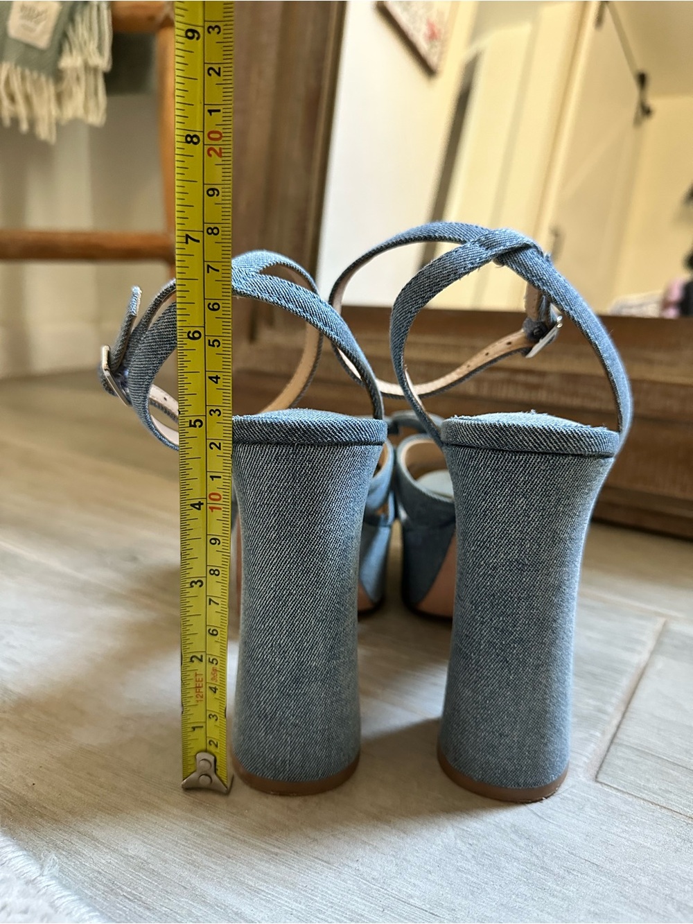ANTONIO MELANI Denim Knot Platform Sandals 8.5 - Picture 5 of 8